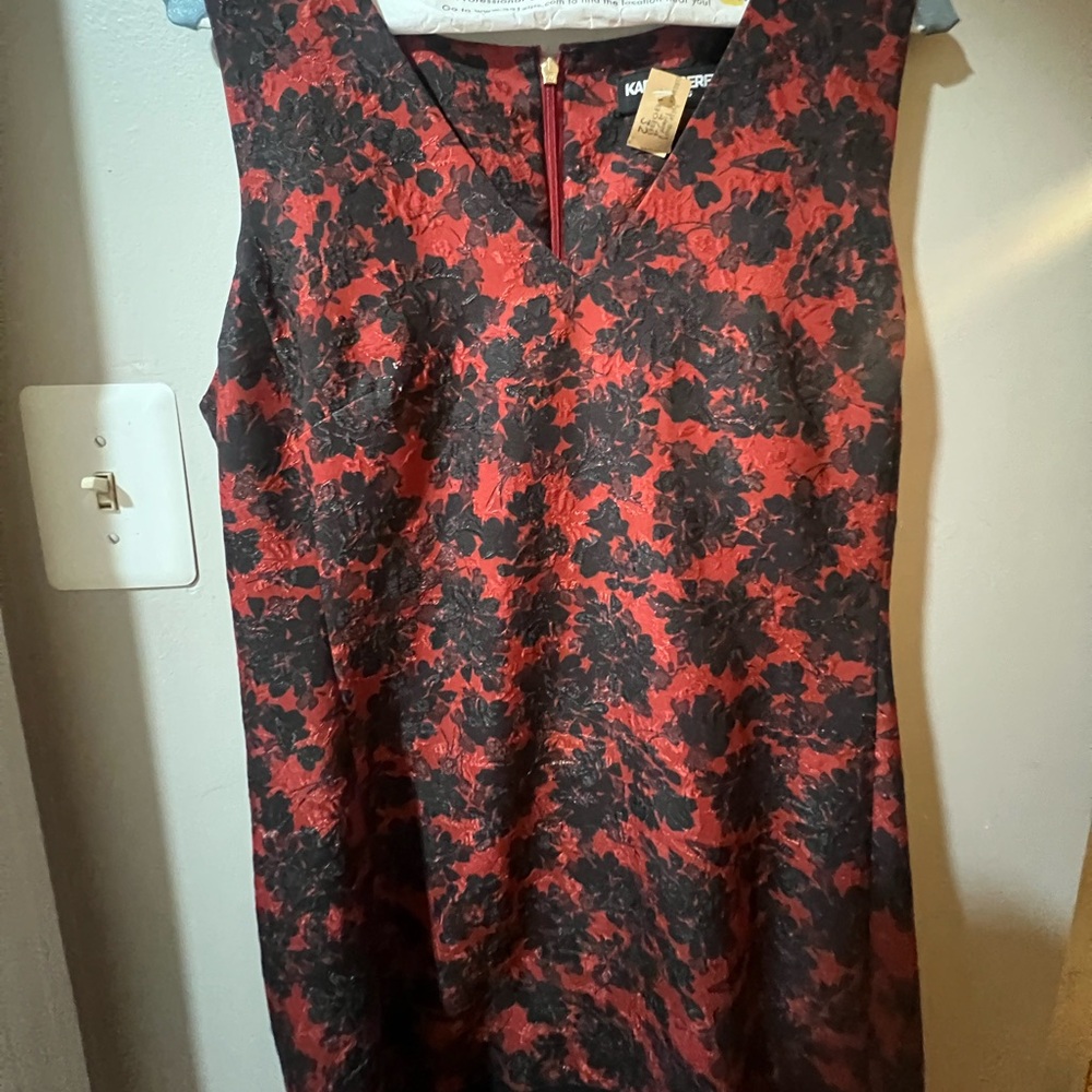 Karl Lagerfeld Red and Black Floral Dress